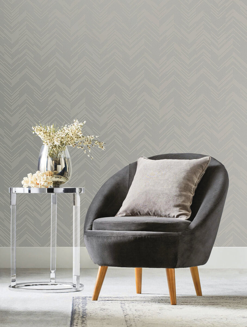 media image for Polished Chevron Wallpaper in Taupe/Silver from the Modern Metals Second Edition 281