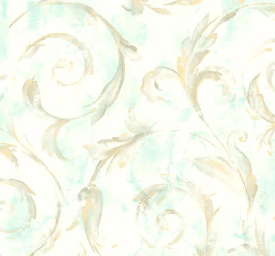 product image of Archie Turquoise/Gold Wallpaper from the Jasper Collection by Mayflower 50
