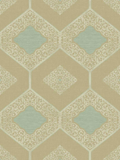 product image of Hope Turquoise/Gold Wallpaper from the Providence Collection by Mayflower 571