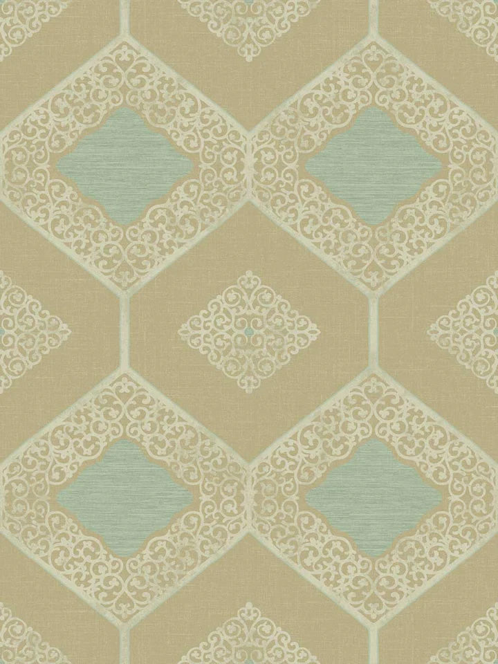 media image for Hope Turquoise/Gold Wallpaper from the Providence Collection by Mayflower 299