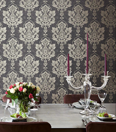 product image for Osprey Silver/Black Wallpaper from the Tiverton Collection by Mayflower 42