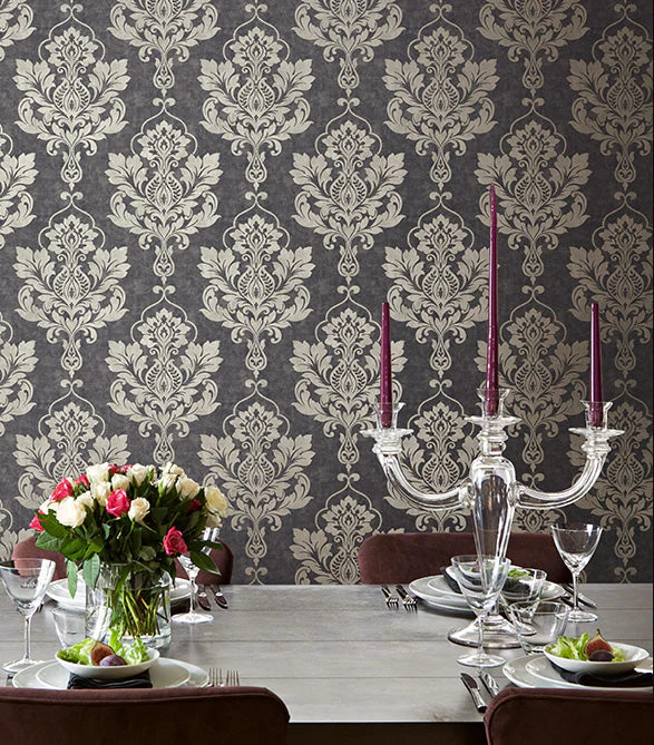 media image for Osprey Silver/Black Wallpaper from the Tiverton Collection by Mayflower 293