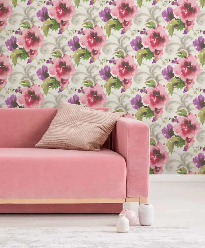 media image for Marilyn Pink/White Wallpaper from the Romance Collection by Mayflower 214