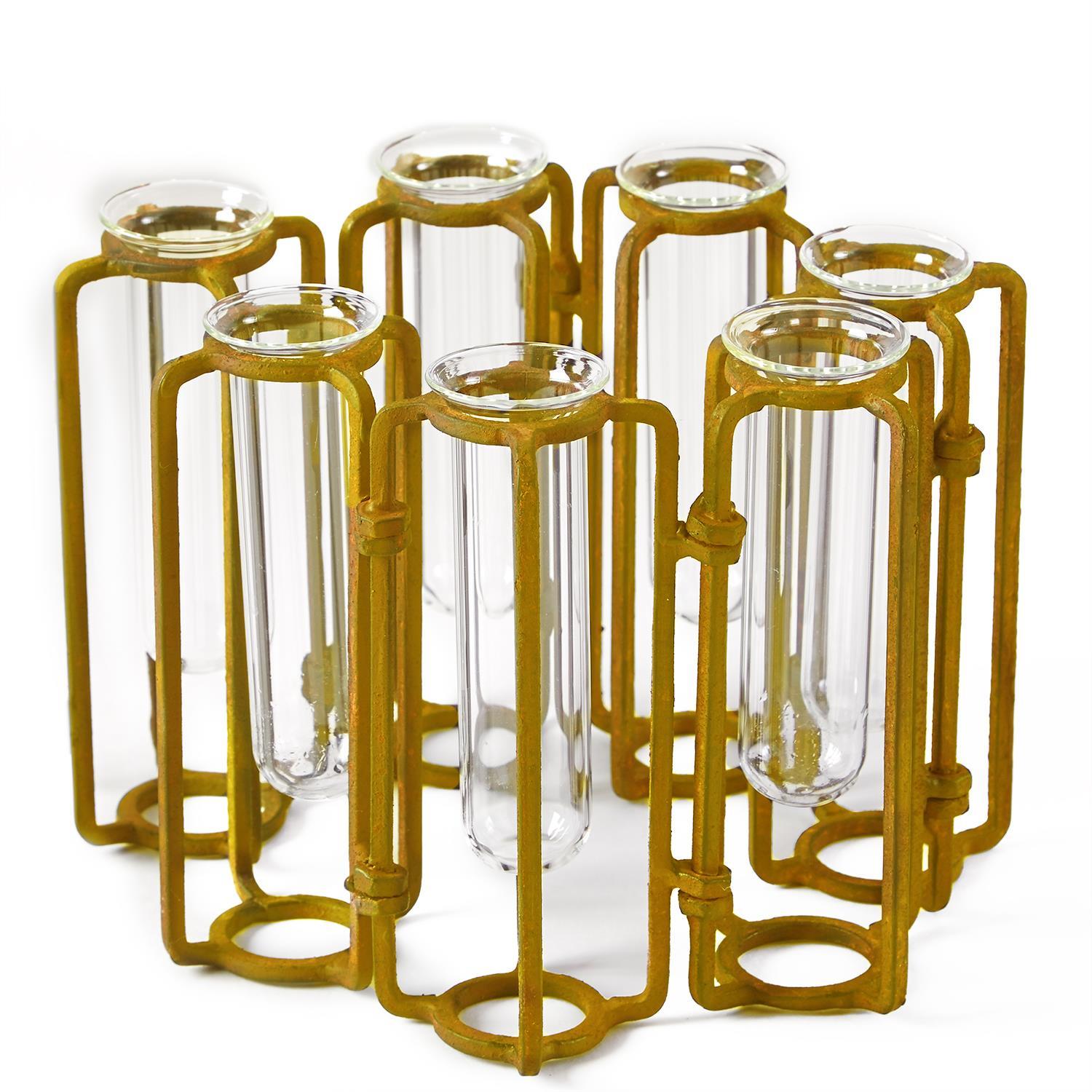 Two's Company Tozai Lavoisier Set of 10 Hinged Flower Vases with Antiqued  Gold Finish | James Anthony Collection