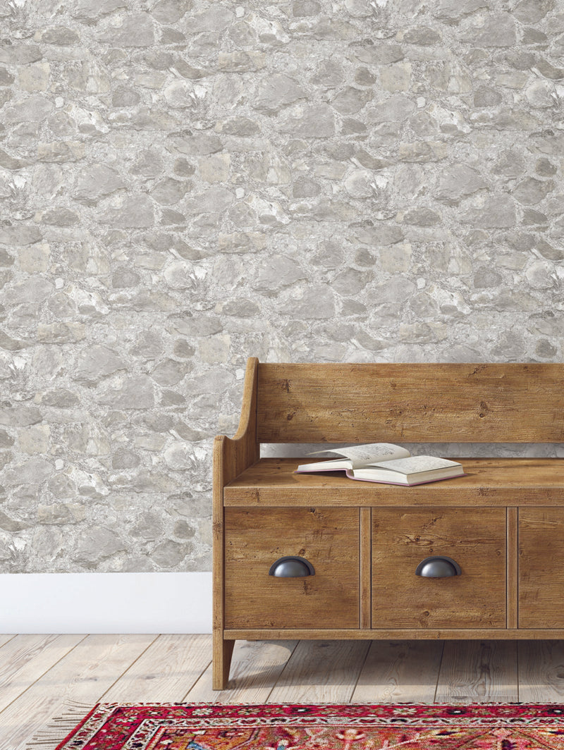 media image for Field Stone Wallpaper in Taupe from the Mediterranean Collection by York Wallcoverings 238