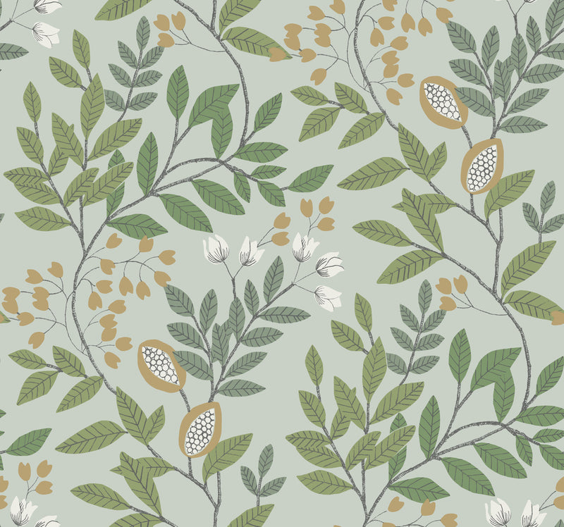 media image for Eden Retreat Wallpaper in Green/Gold from the Mediterranean Collection by York Wallcoverings 227