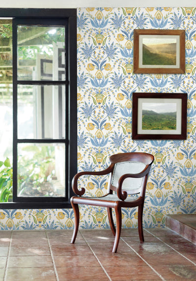 product image for Seaside Jacobean Wallpaper in White/Yellow/Blue from the Mediterranean Collection by York Wallcoverings 81