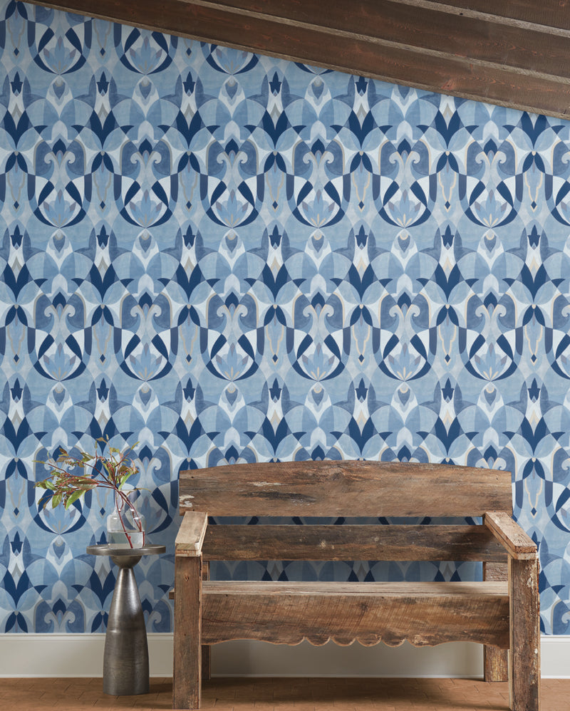 media image for Malta Wallpaper in Blue/Silver from the Mediterranean Collection by York Wallcoverings 232