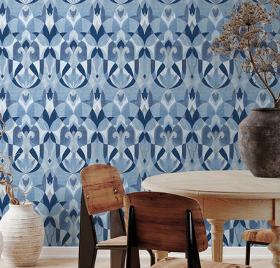 product image for Malta Wallpaper in Blue/Silver from the Mediterranean Collection by York Wallcoverings 9