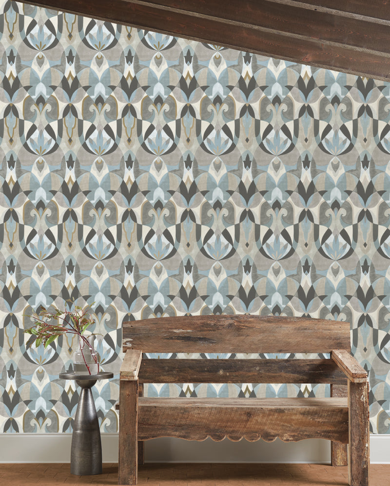 media image for Malta Wallpaper in Neutal/Blue/Gold from the Mediterranean Collection by York Wallcoverings 259