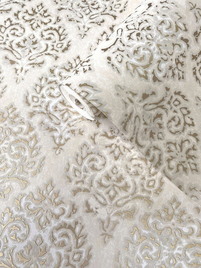 product image for Modern Damask Mottled Wallpaper in Gold/Neutral 74