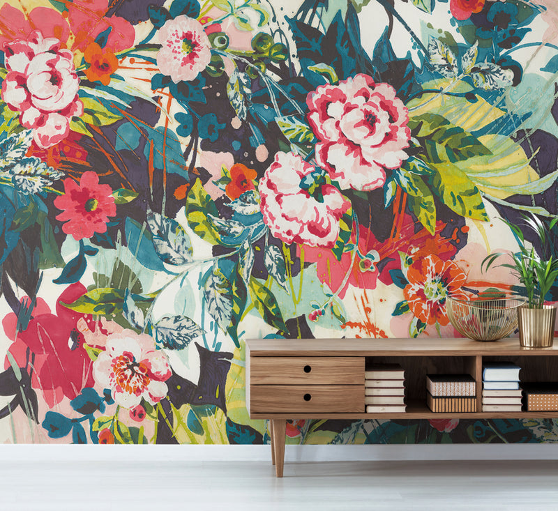 media image for Pop Floral Mural in Bright Multi from the Murals Resource Library Vol. 2 by York Wallcoverings 245