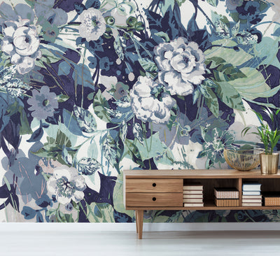 product image for Pop Floral Mural in Blue Multi from the Murals Resource Library Vol. 2 by York Wallcoverings 62