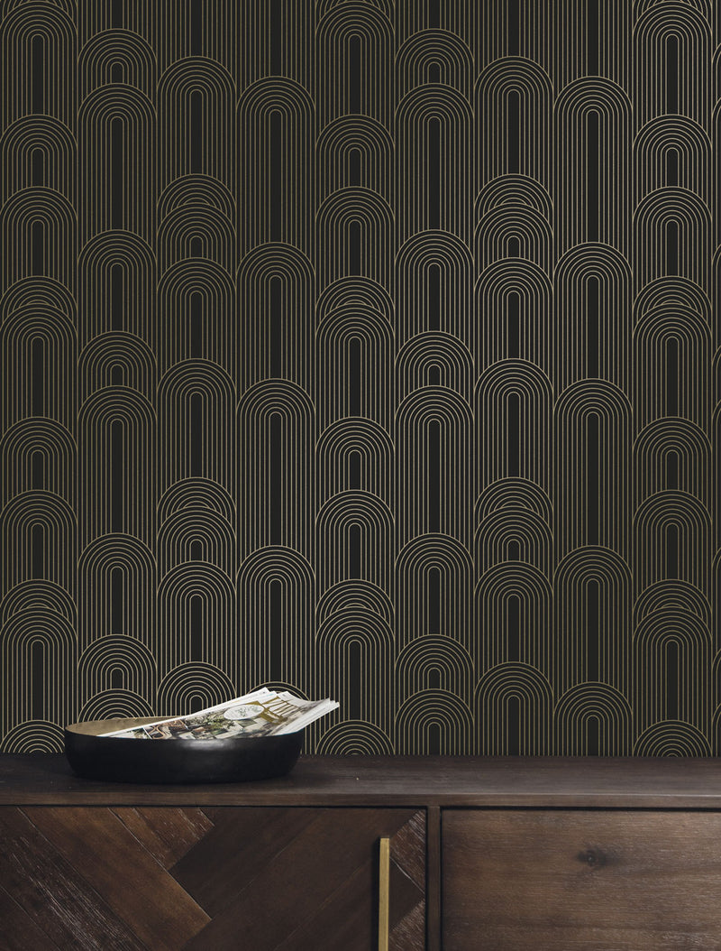 media image for Golden Lines Black/Gold MW-081 Wallpaper by Kek Amsterdam 276