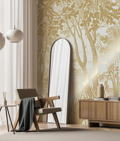 product image for Gold Metallic Wall Mural No. 1 Engraved Landscapes in Sand 21