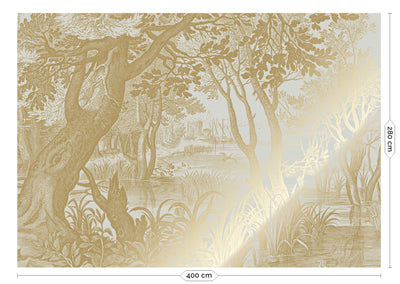 product image for Gold Metallic Wall Mural No. 1 Engraved Landscapes in Sand 94