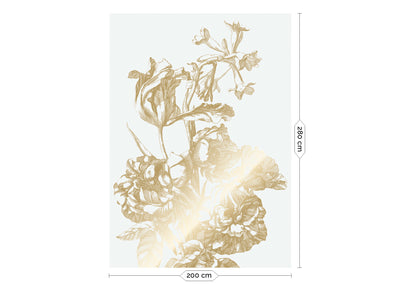 product image for Gold Metallic Wall Mural No. 2 Engraved Flowers in Off-White 8