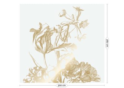 product image for Gold Metallic Wall Mural No. 2 Engraved Flowers in Off-White 26