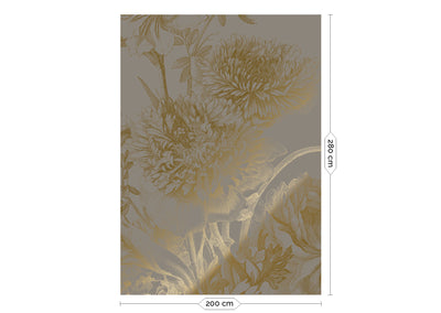 product image for Gold Metallic Wall Mural No. 3 Engraved Flowers in Grey 6