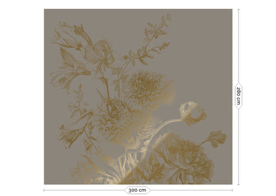 product image for Gold Metallic Wall Mural No. 3 Engraved Flowers in Grey 64