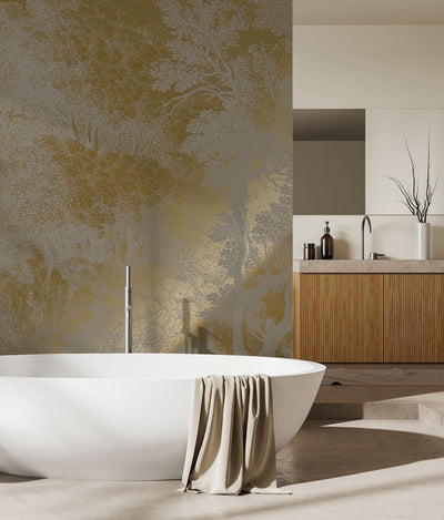 product image for Gold Metallic Wall Mural No. 3 Engraved Landscapes in Grey 67