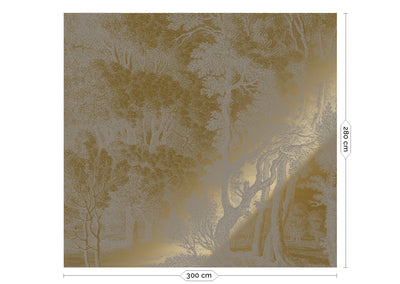 product image for Gold Metallic Wall Mural No. 3 Engraved Landscapes in Grey 46