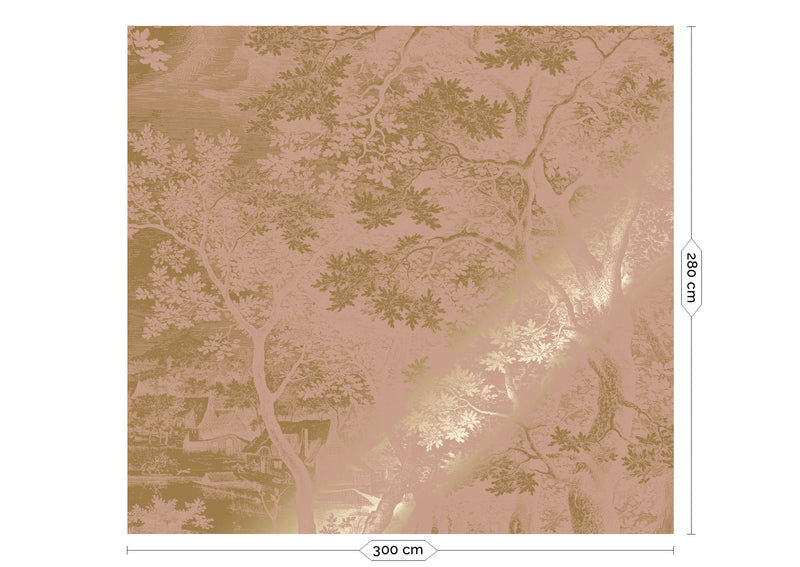 media image for Gold Metallic Wall Mural No. 4 Engraved Landscapes in Nude 213