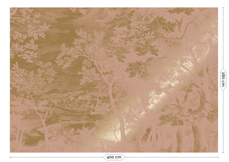 media image for Gold Metallic Wall Mural No. 4 Engraved Landscapes in Nude 24