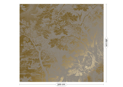 product image for Gold Metallic Wall Mural No. 4 Engraved Landscapes in Grey 5