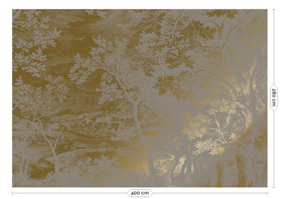 product image for Gold Metallic Wall Mural No. 4 Engraved Landscapes in Grey 78