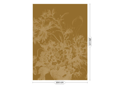 product image for Gold Metallic Wall Mural in Engraved Flowers Ochre 34