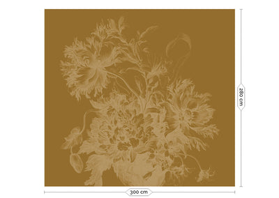 product image for Gold Metallic Wall Mural in Engraved Flowers Ochre 7