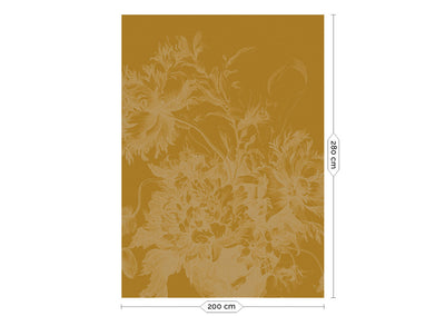 product image for Gold Metallic Wall Mural in Engraved Flowers Yellow 97