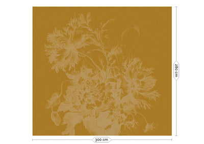 product image for Gold Metallic Wall Mural in Engraved Flowers Yellow 75