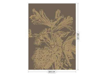 product image for Gold Metallic Wall Mural in Engraved Flowers Brown 1