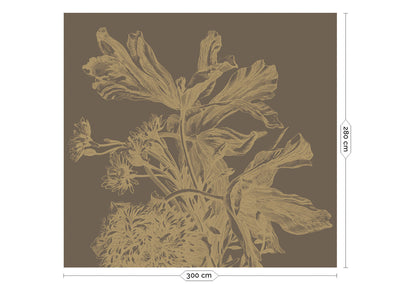 product image for Gold Metallic Wall Mural in Engraved Flowers Brown 82