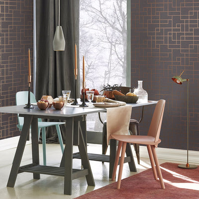 product image for Mason Geometric Wallpaper in Dark Grey from the Polished Collection by Brewster Home Fashions 93