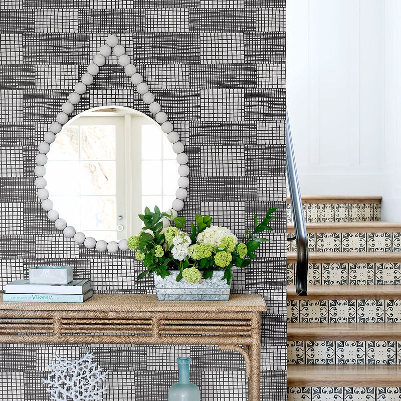 media image for Maxwell Geometric Wallpaper in Black from the Bluebell Collection by Brewster Home Fashions 229