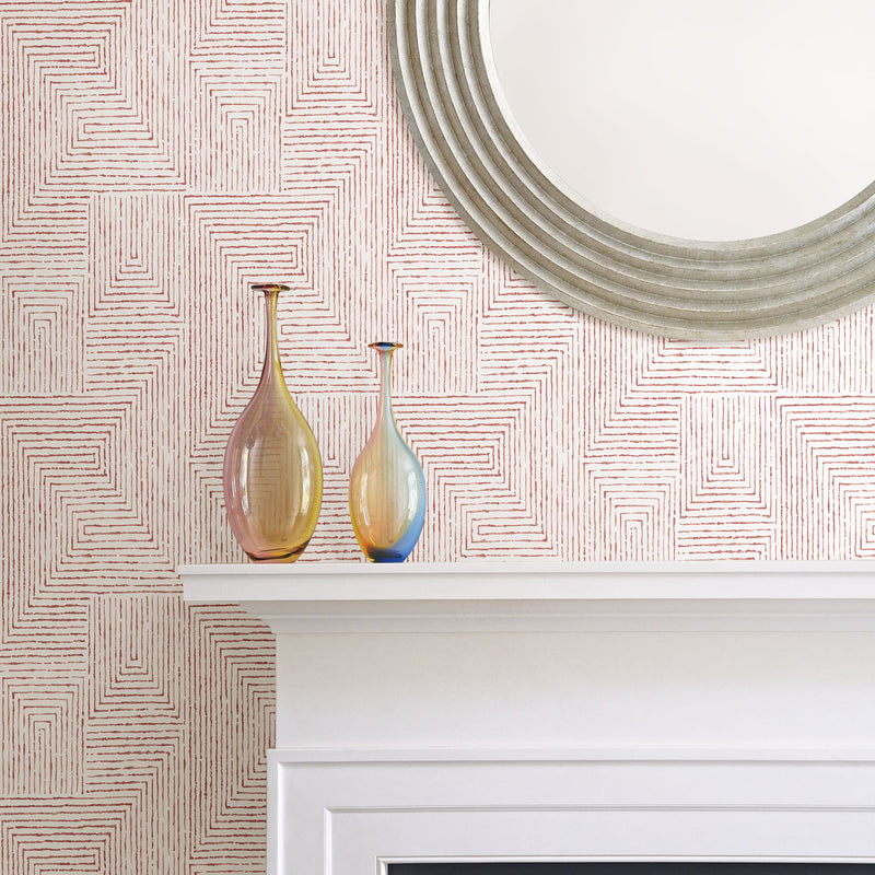 media image for Merritt Geometric Wallpaper in Red from the Scott Living Collection by Brewster Home Fashions 236