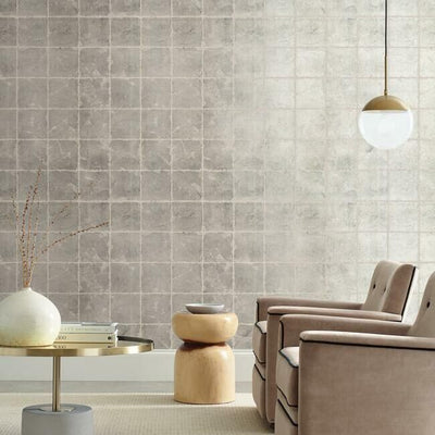 product image of Metal Leaf Squares Wallpaper in Glint from the Ronald Redding 24 Karat Collection by York Wallcoverings 525