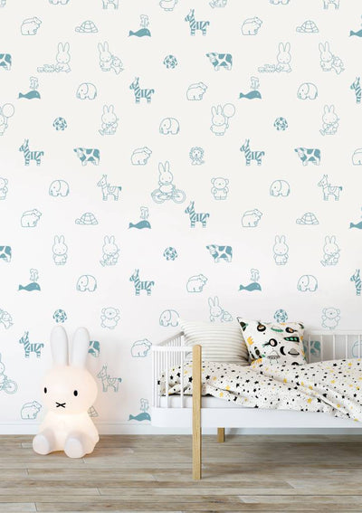 product image for Miffy Animals Kids Wallpaper in Blue by KEK Amsterdam 20