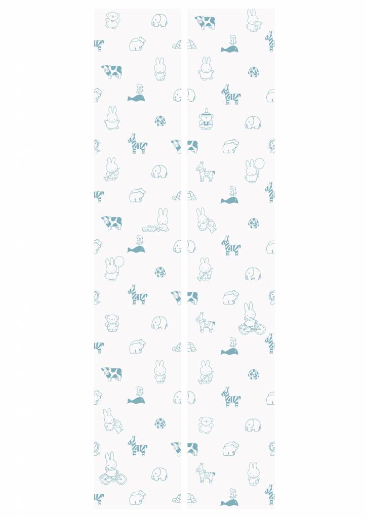 media image for Miffy Animals Kids Wallpaper in Blue by KEK Amsterdam 274