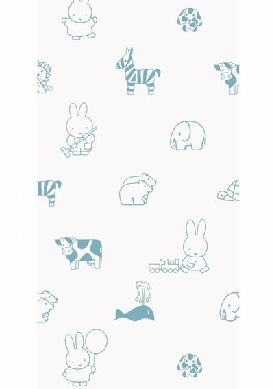 product image for Miffy Animals Kids Wallpaper in Blue by KEK Amsterdam 50