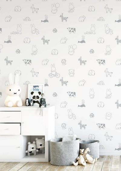 product image for Miffy Animals Kids Wallpaper in Grey by KEK Amsterdam 11