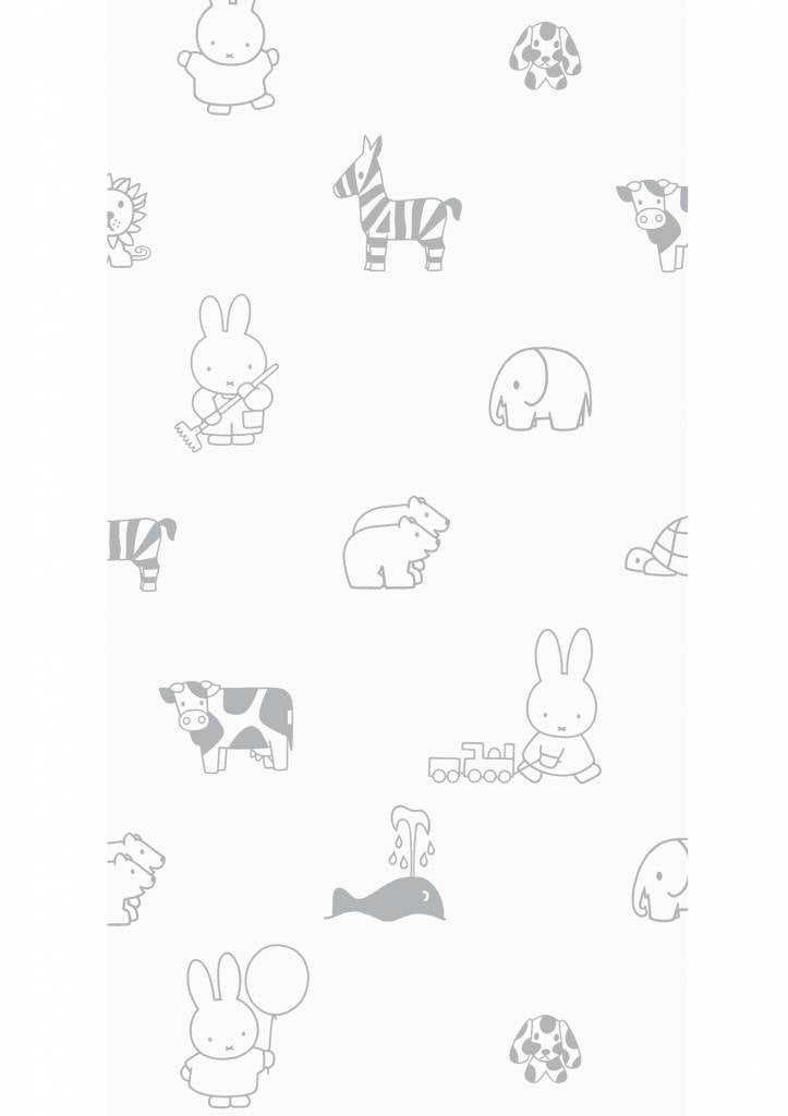 media image for Miffy Animals Kids Wallpaper in Grey by KEK Amsterdam 285