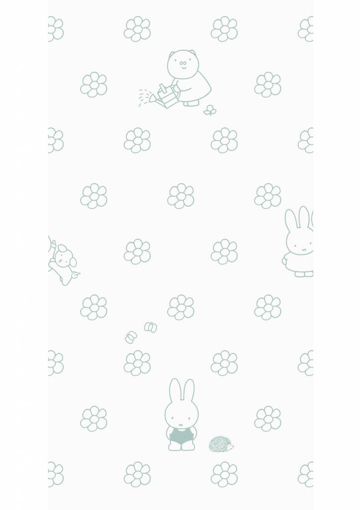 Shop Miffy Flowers Kids Wallpaper in Green by KEK Amsterdam | Burke Decor