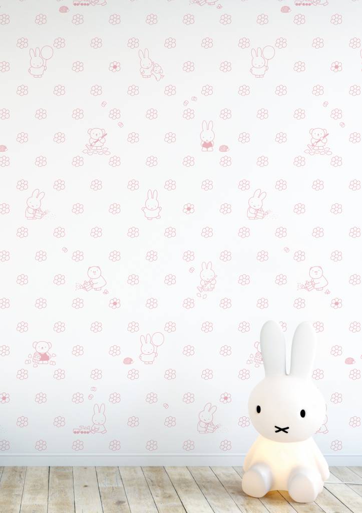 media image for Miffy Flowers Kids Wallpaper in Pink by KEK Amsterdam 27