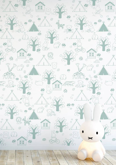 product image for Miffy Outdoor Fun Kids Wallpaper in Green by KEK Amsterdam 72