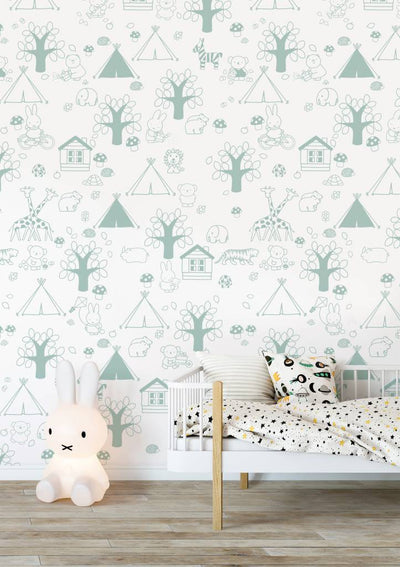 product image for Miffy Outdoor Fun Kids Wallpaper in Green by KEK Amsterdam 53