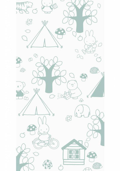 product image for Miffy Outdoor Fun Kids Wallpaper in Green by KEK Amsterdam 55